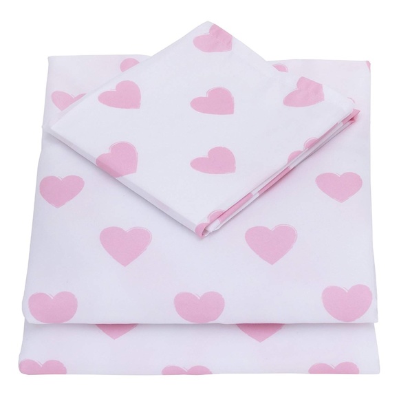 Pink and White Hearts 3 Piece Toddler Sheet Set - Picture 2 of 3